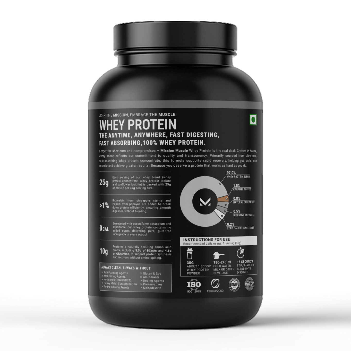 Mission Muscle Whey Protein | 1kg (2.2 lbs) | Caramel Toffee Flavour