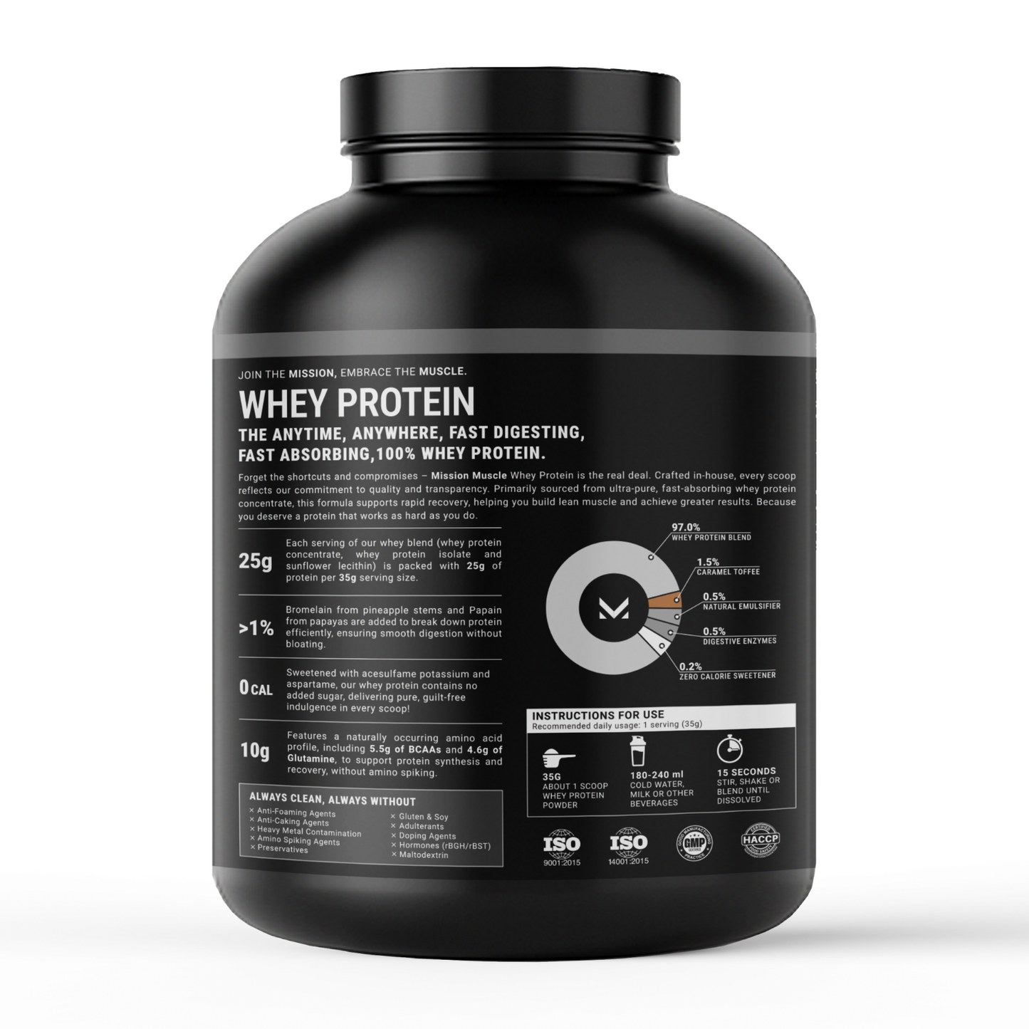Mission Muscle Whey Protein | 2kg (4.4 lbs) | Caramel Toffee Flavour