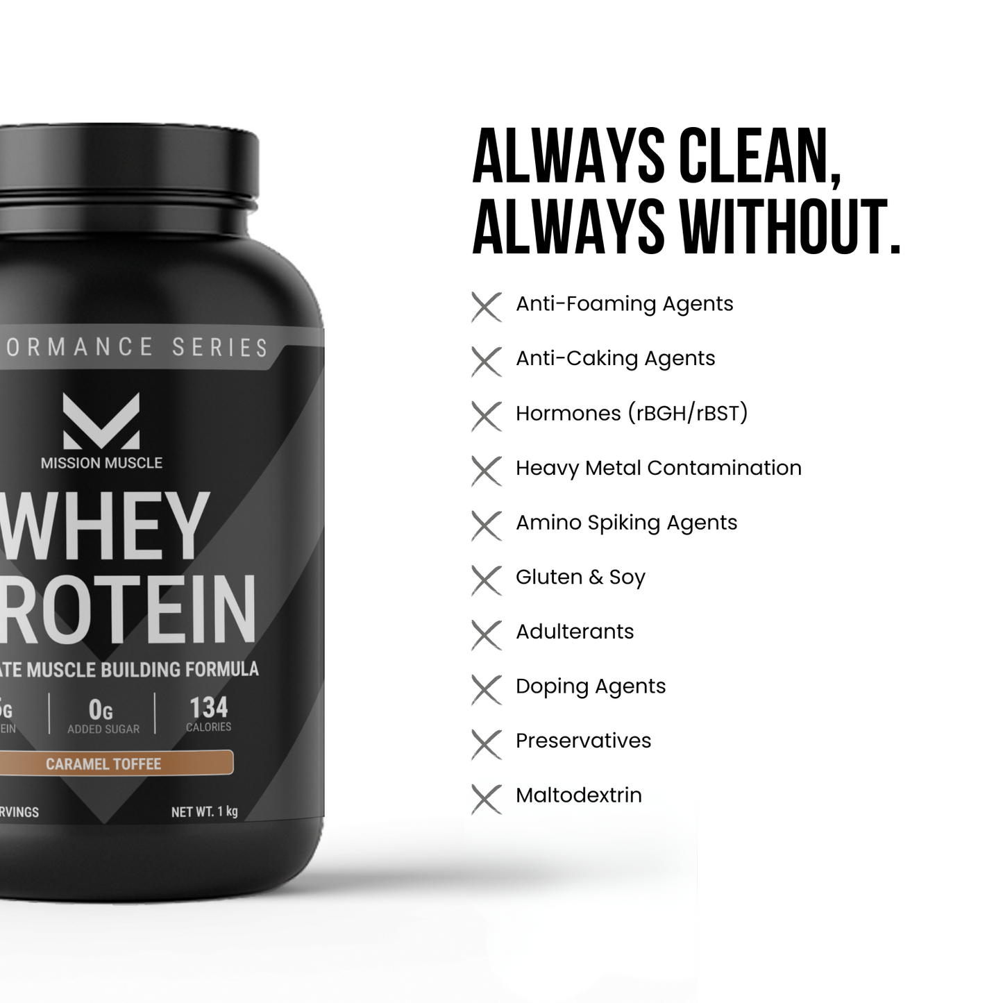 Mission Muscle Whey Protein | 1kg (2.2 lbs) | Caramel Toffee Flavour