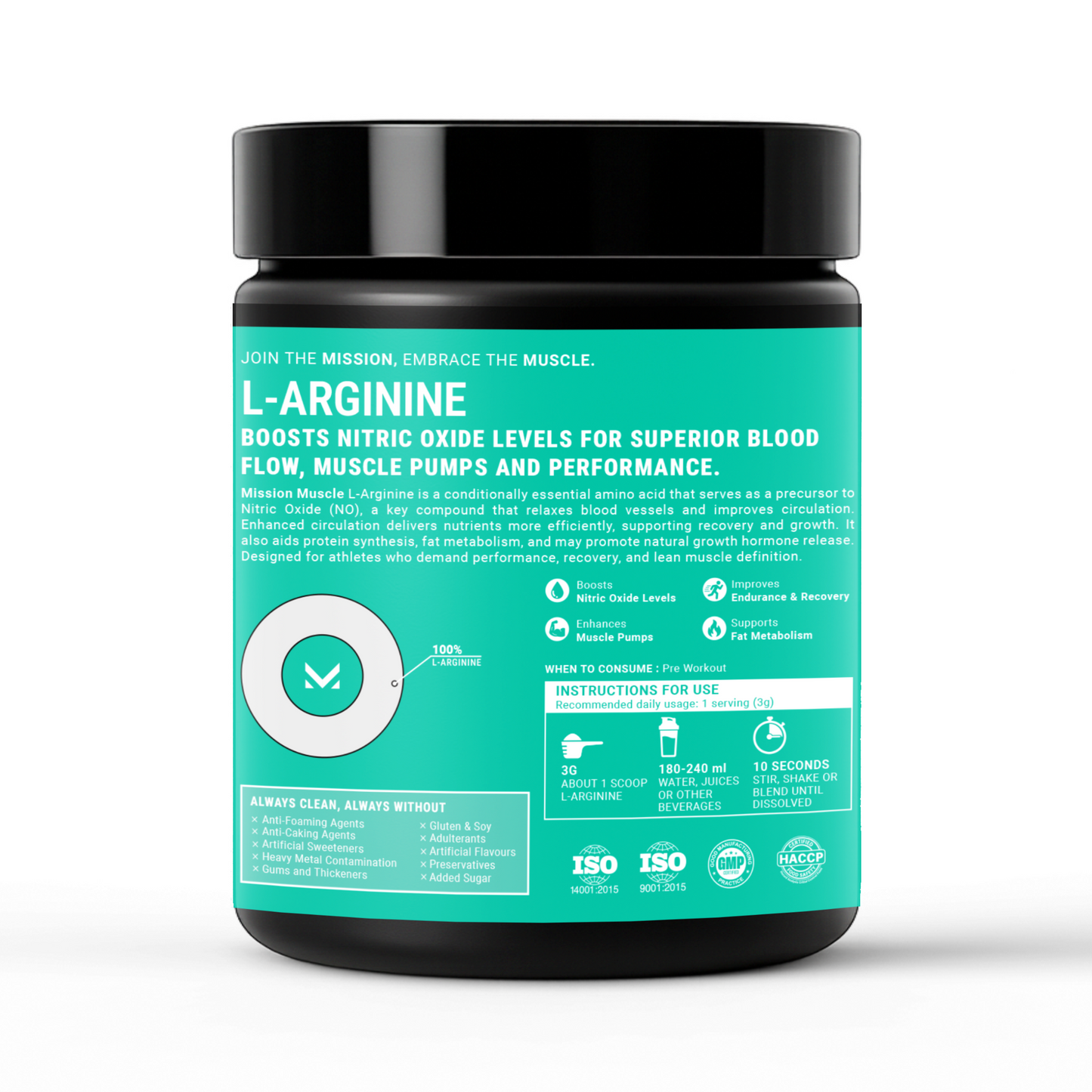 Mission Muscle L-Arginine 250g (83 Servings)