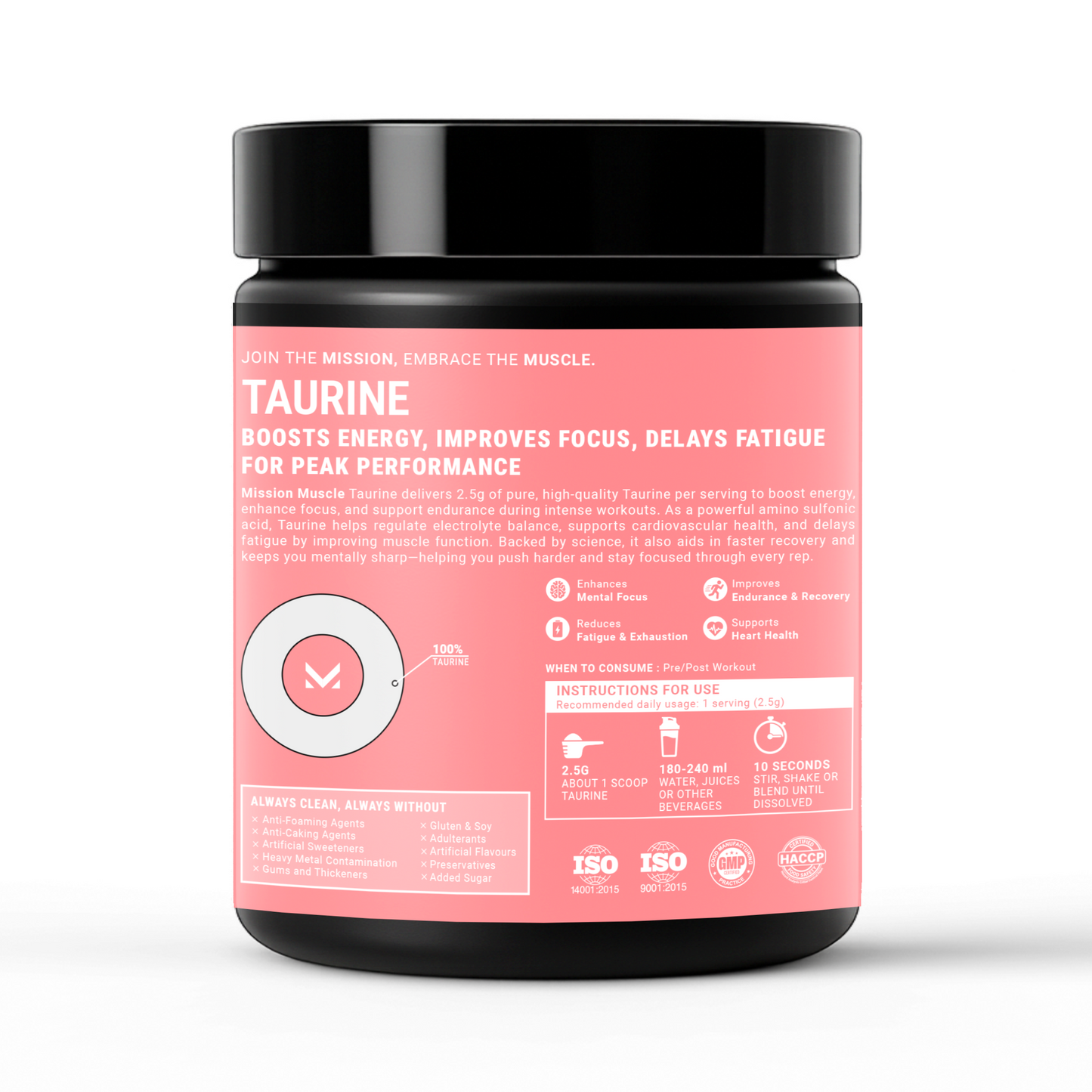 Mission Muscle Taurine 200g (80 Servings)