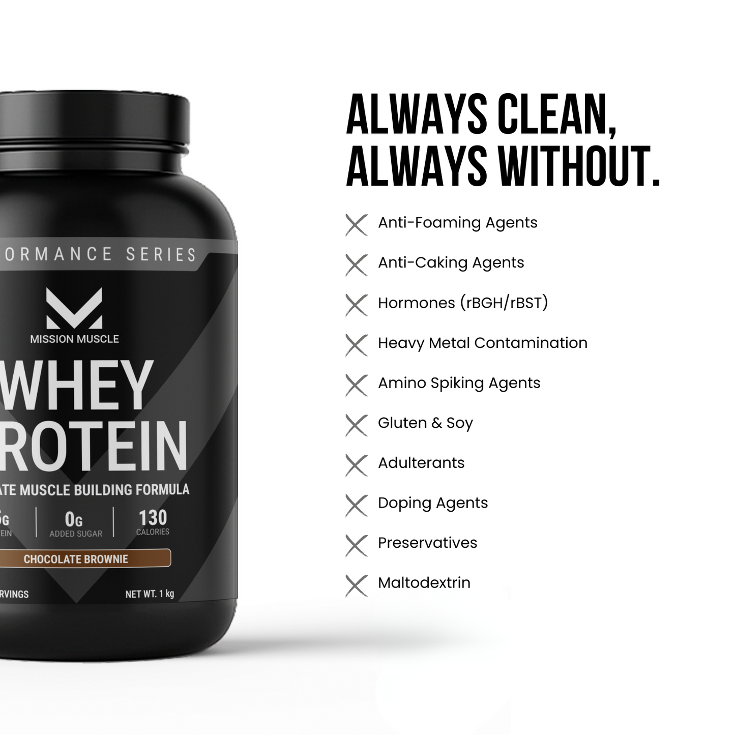 Mission Muscle Whey Protein | 1kg (2.2 lbs) | Chocolate Brownie Flavour