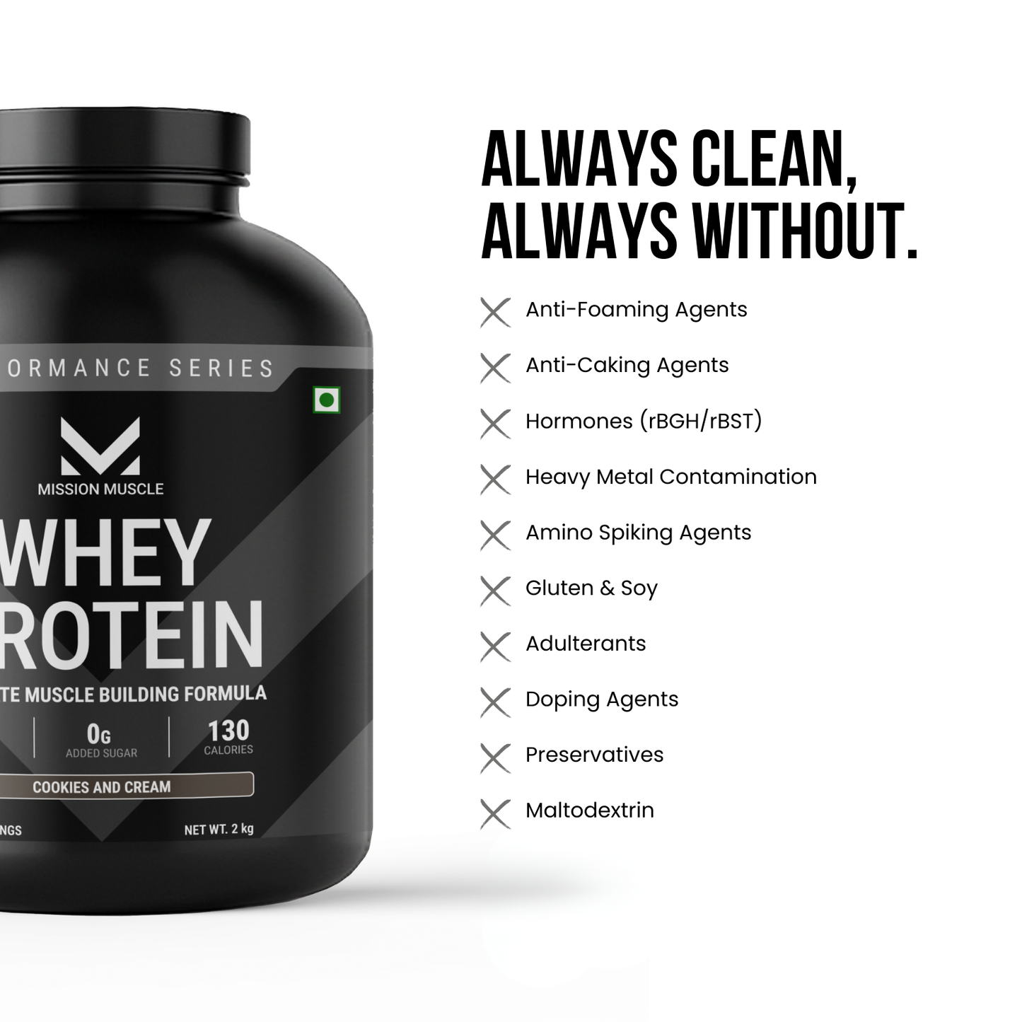 Mission Muscle Whey Protein | 2kg (4.4 lbs) | Cookies and Cream Flavour