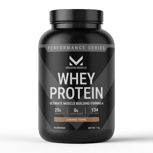 Mission Muscle Whey Protein | 1kg (2.2 lbs) | Caramel Toffee Flavour