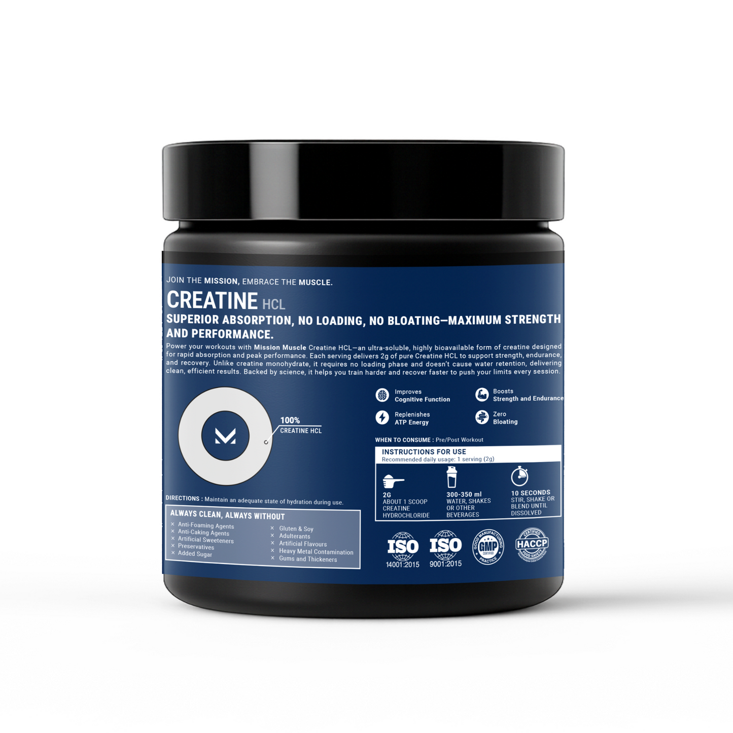 Mission Muscle Creatine HCl – 100g (50Servings)